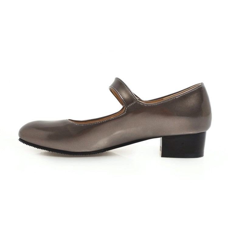 Women Mary Jane Block Heels Pumps