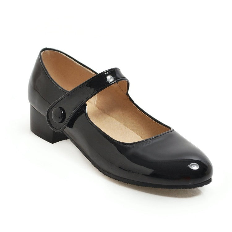 Women Mary Jane Block Heels Pumps