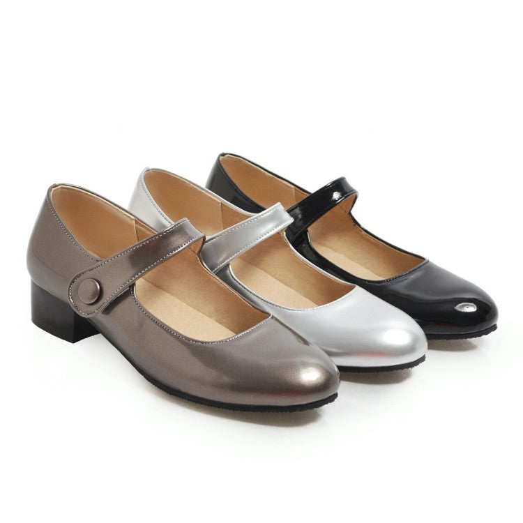 Women Mary Jane Block Heels Pumps