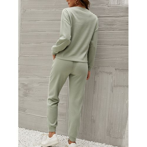 Women Two Pics Long-sleeved Sweatershirt Trousers for Home Clothes