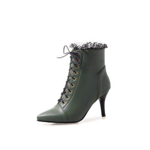 Pointed Toe Lace Up Women's Stiletto Heels Ankle Boots