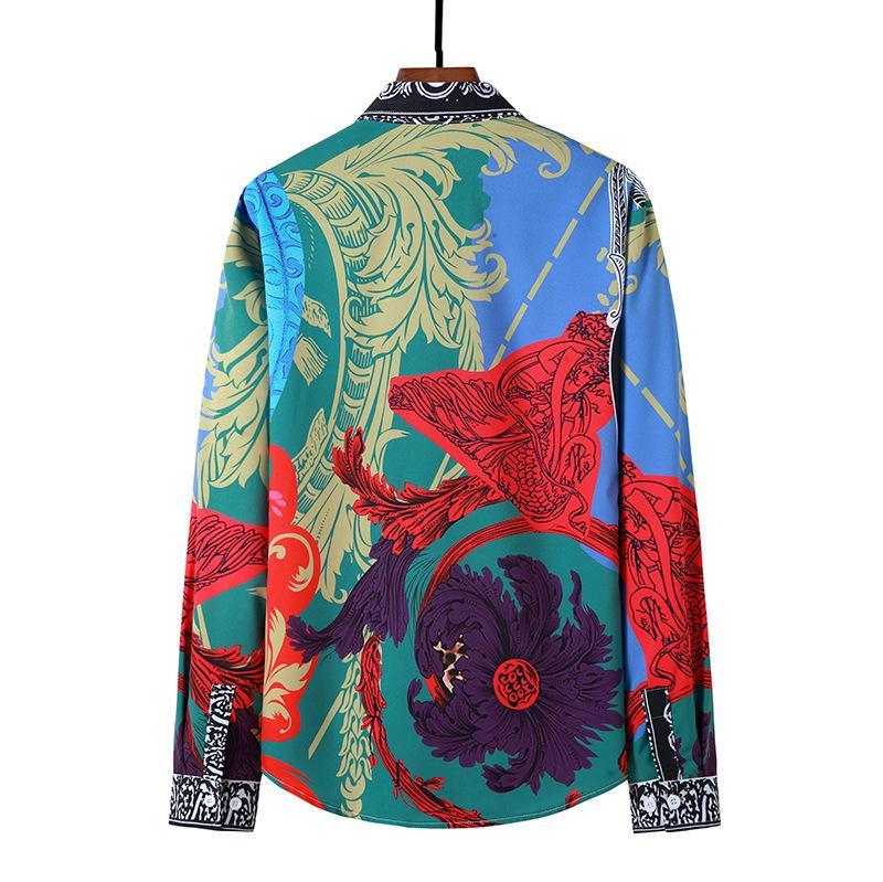 Men's 3D Button Royal Style Printing Long Sleeves Casual Shirts