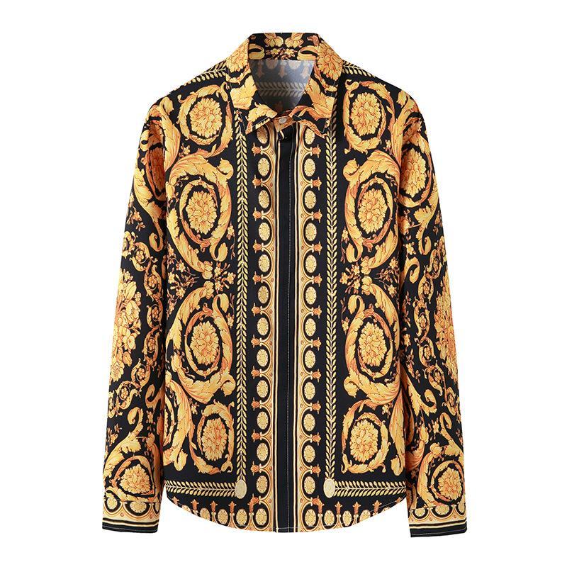 Men's 3D Button Royal Style Printing Long Sleeves Casual Shirts