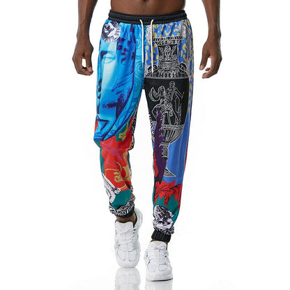 Men's 3D Retro Character Printing Casual Sports Jogger Pants