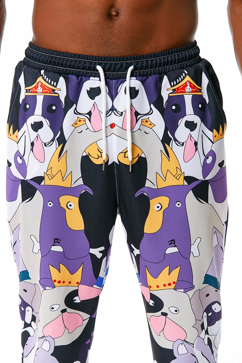 Men's 3D Cartoon Doggy Graffiti Printing Casual Sports Jogger Pants