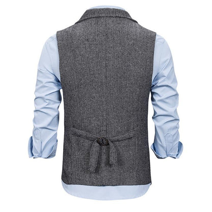 Men's Woollen Single Breasted Turndown Tough Guy Suit Vest