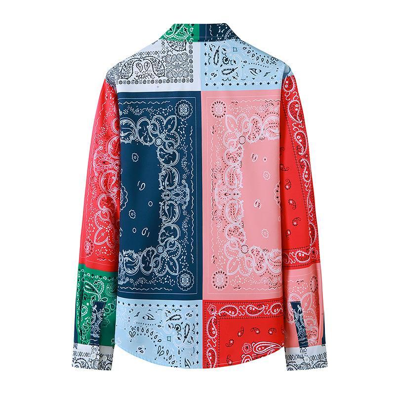 Men's 3D Button Retro Printing Long Sleeves Casual Shirts