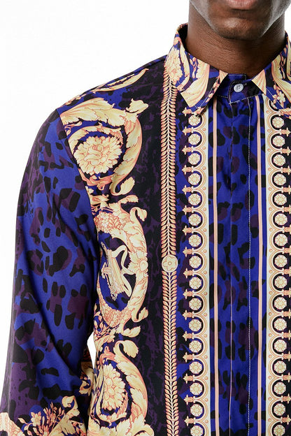 Men's 3D Button Royal Style Printing Long Sleeves Casual Shirts