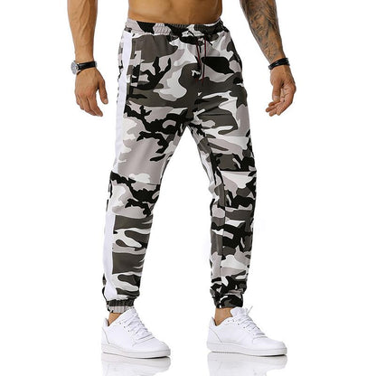 Men's Split Joint Camouflage Out Door Sports Football Training Workout Jogger Pants