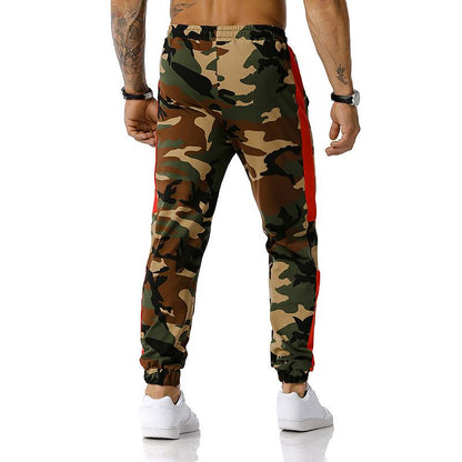 Men's Split Joint Camouflage Out Door Sports Football Training Workout Jogger Pants