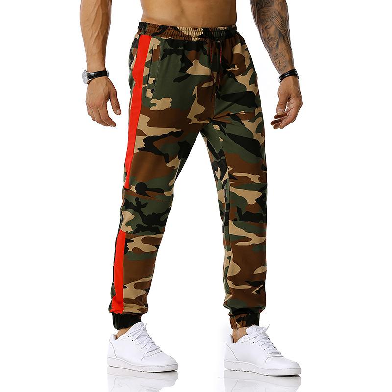 Men's Split Joint Camouflage Out Door Sports Football Training Workout Jogger Pants