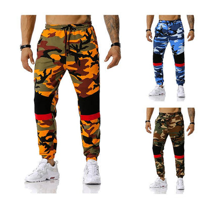 Men's Split Joint Camouflage Out Door Sports Football Training Workout Jogger Pants