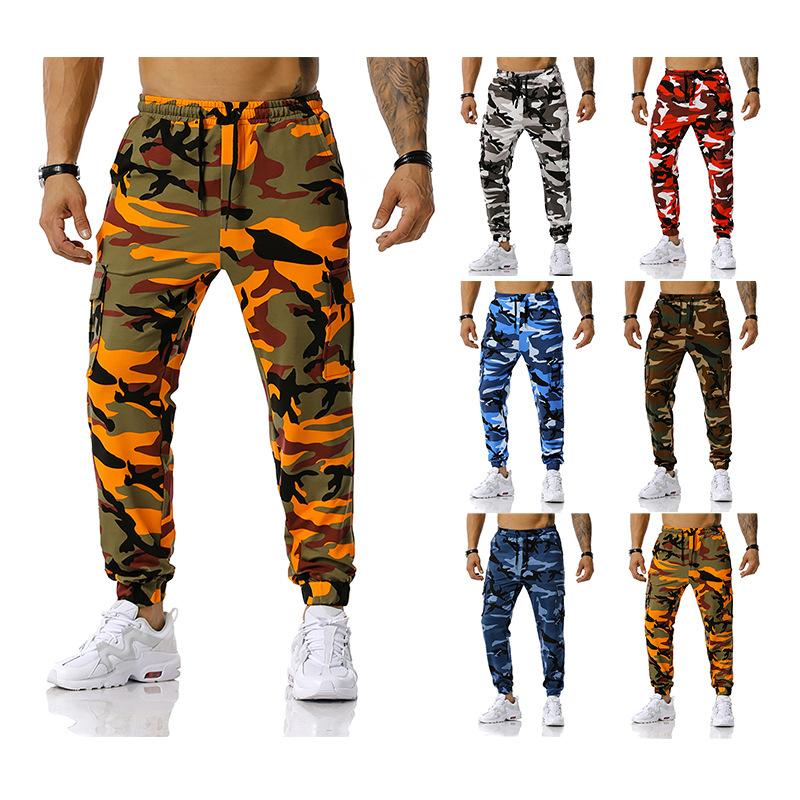 Men's Split Joint Camouflage Out Door Sports Football Training Workout Jogger Pants