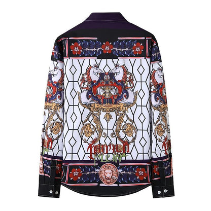 Men's 3D Button Royal Style Printing Long Sleeves Casual Shirts