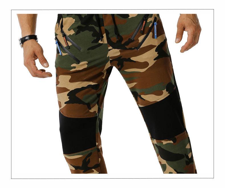 Men's Split Joint Camouflage Out Door Sports Football Training Workout Jogger Pants