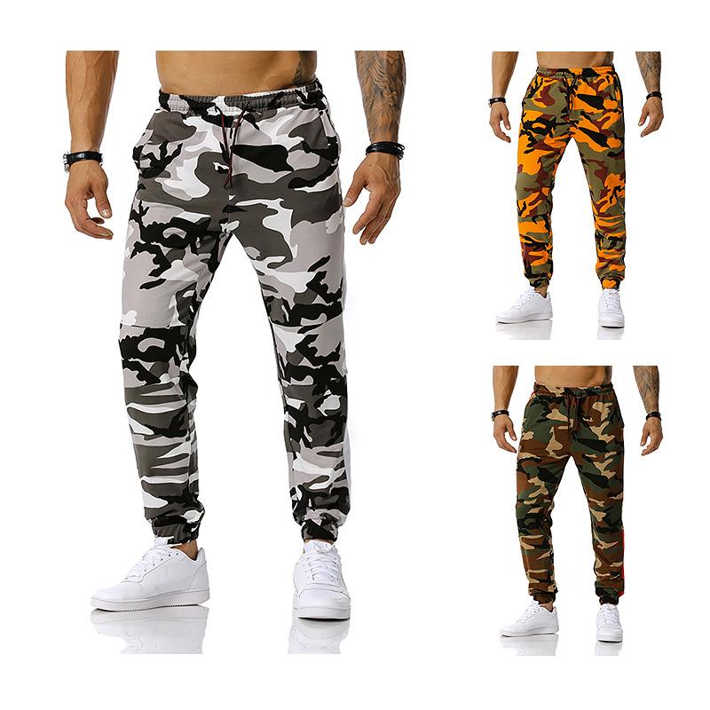 Men's Split Joint Camouflage Out Door Sports Football Training Workout Jogger Pants