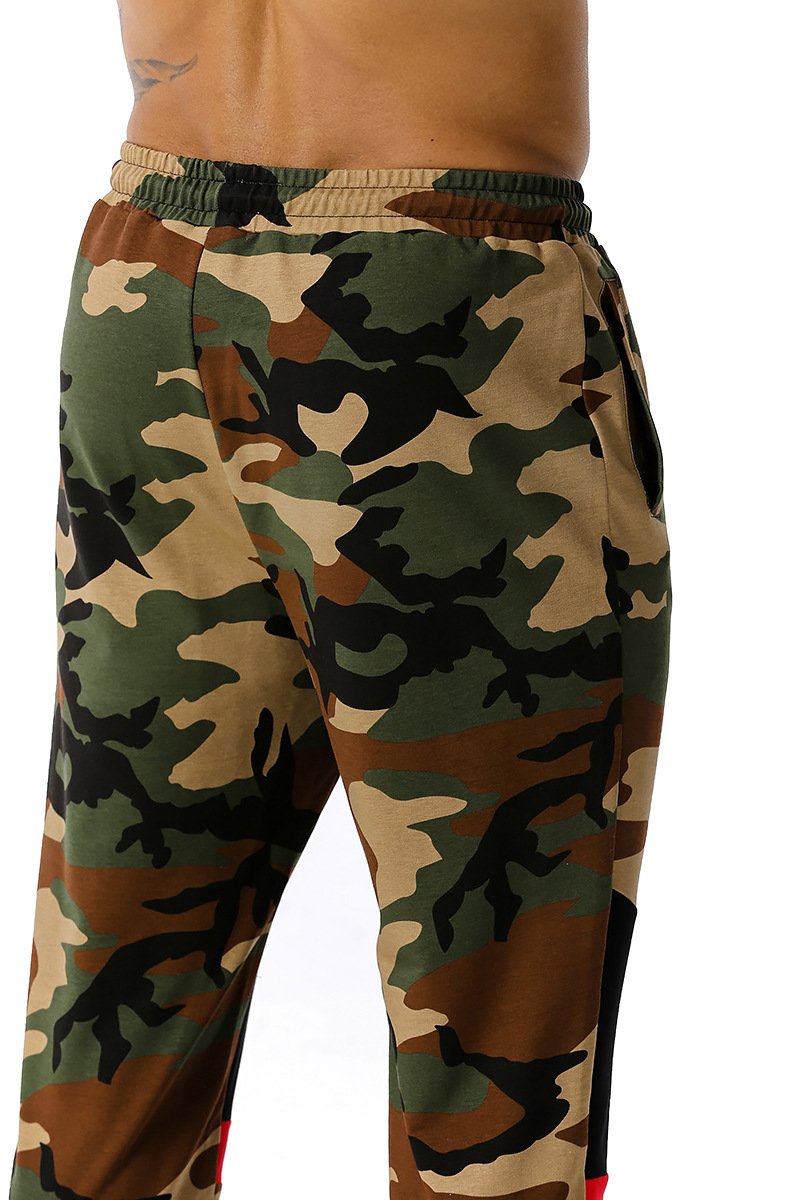 Men's Split Joint Camouflage Out Door Sports Football Training Workout Jogger Pants