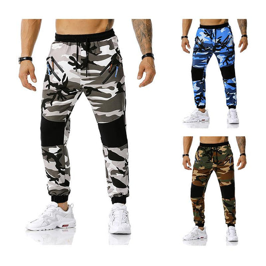 Men's Split Joint Camouflage Out Door Sports Football Training Workout Jogger Pants