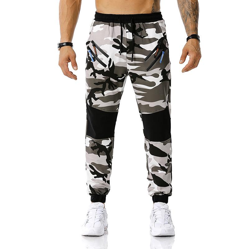 Men's Split Joint Camouflage Out Door Sports Football Training Workout Jogger Pants