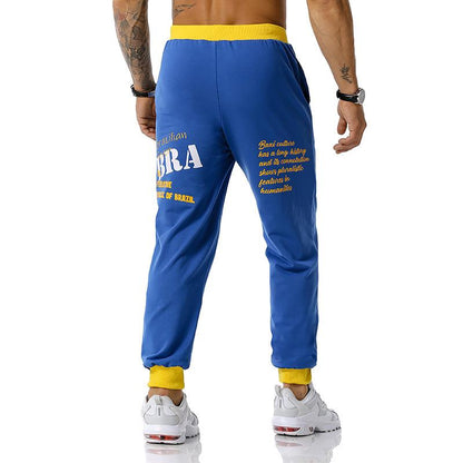 Men's Brazil National Flag Printing Out Door Sports Workout Football Training Jogger Pants