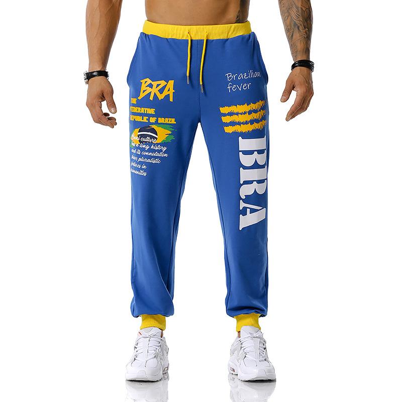 Men's Brazil National Flag Printing Out Door Sports Workout Football Training Jogger Pants