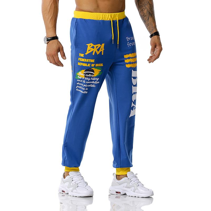 Men's Brazil National Flag Printing Out Door Sports Workout Football Training Jogger Pants