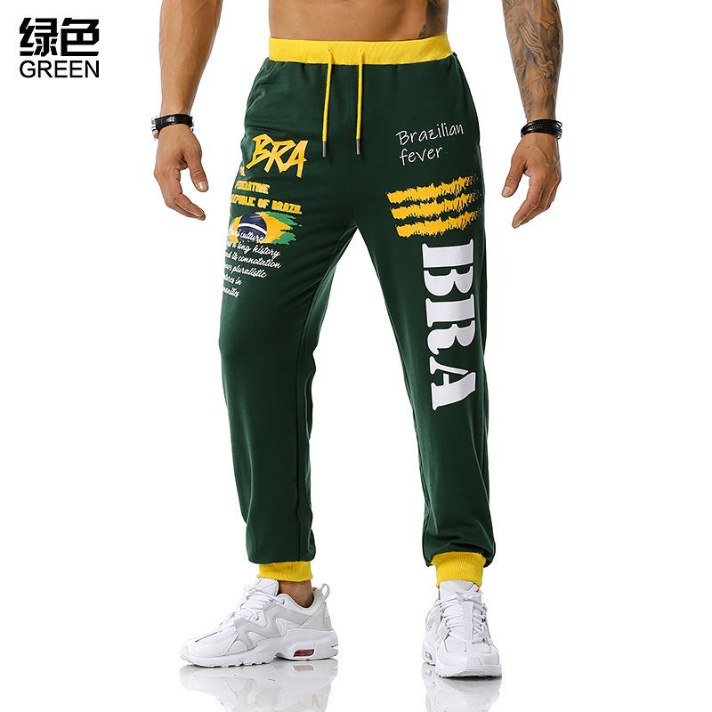 Men's Brazil National Flag Printing Out Door Sports Workout Football Training Jogger Pants