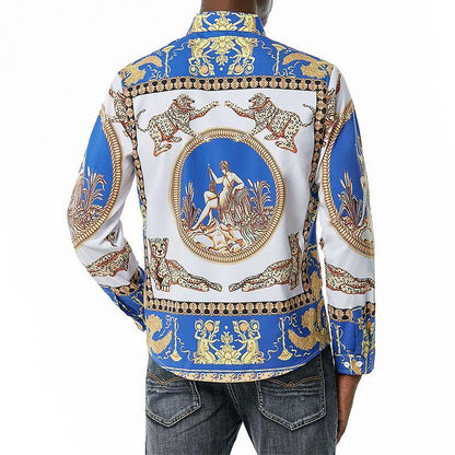 Men's 3D Button Royal Style Printing Long Sleeves Casual Shirts