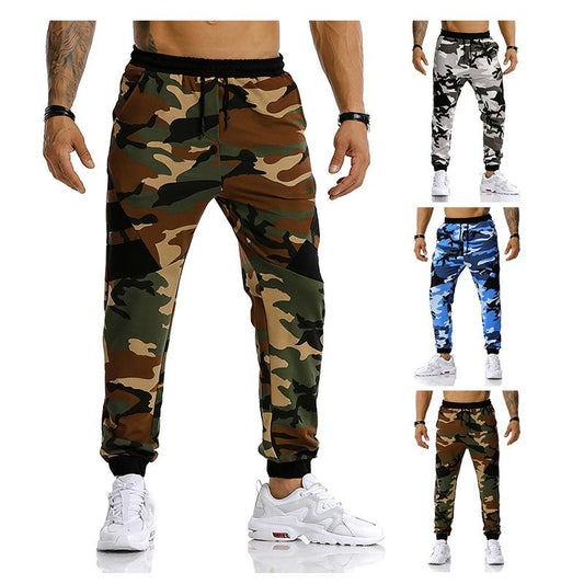 Men's Split Joint Camouflage Out Door Sports Workout Football Training Jogger Pants