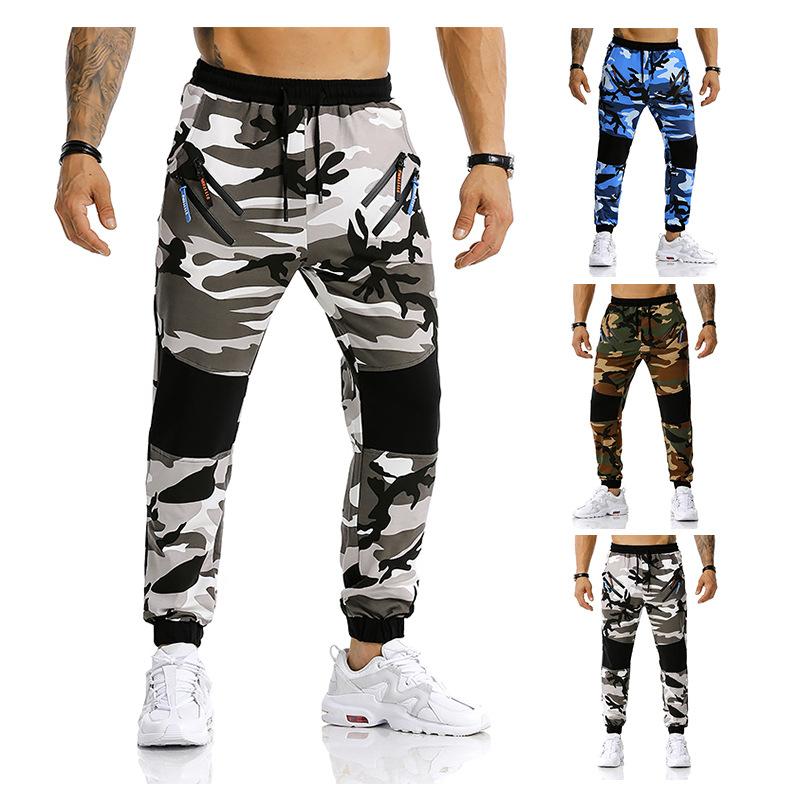 Men's Split Joint Camouflage Out Door Sports Football Training Workout Jogger Pants