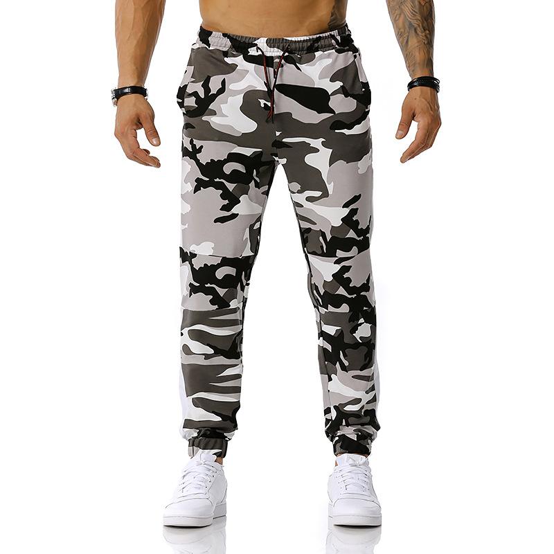 Men's Split Joint Camouflage Out Door Sports Football Training Workout Jogger Pants