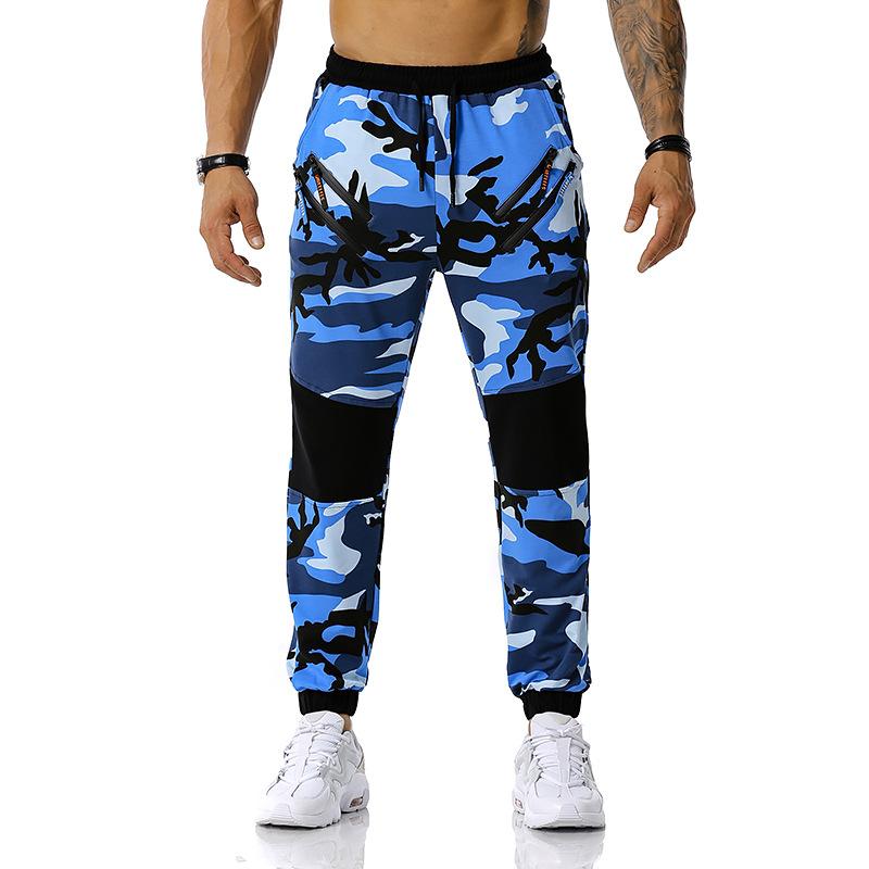 Men's Split Joint Camouflage Out Door Sports Football Training Workout Jogger Pants