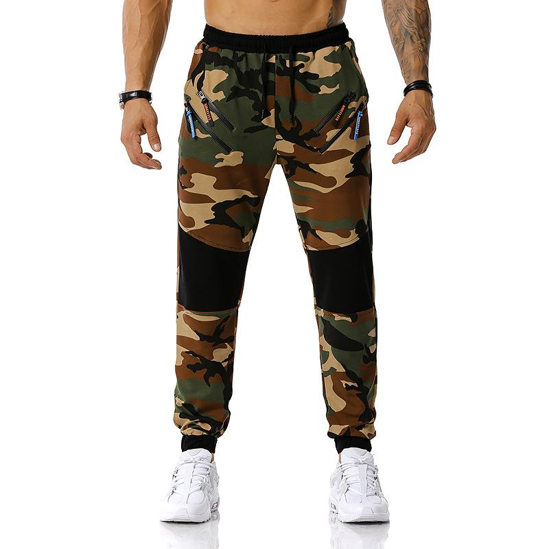 Men's Split Joint Camouflage Out Door Sports Football Training Workout Jogger Pants