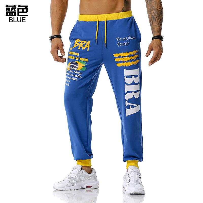 Men's Brazil National Flag Printing Out Door Sports Workout Football Training Jogger Pants