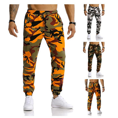 Men's Split Joint Camouflage Out Door Sports Football Training Workout Jogger Pants