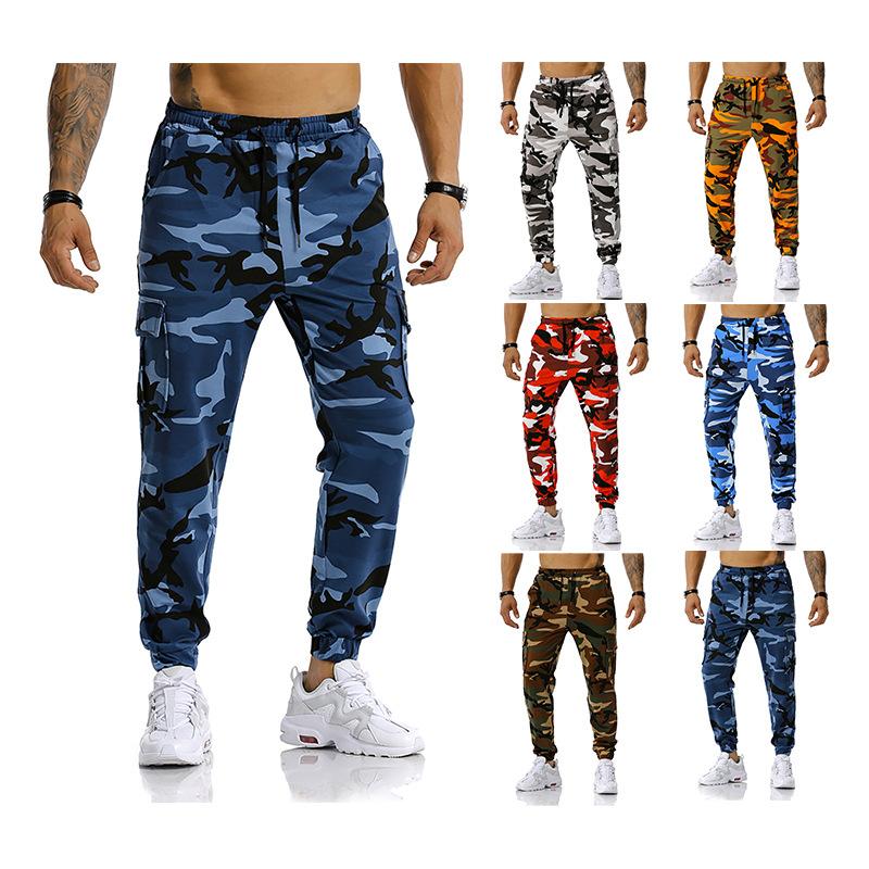 Men's Split Joint Camouflage Out Door Sports Football Training Workout Jogger Pants