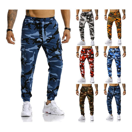 Men's Split Joint Camouflage Out Door Sports Football Training Workout Jogger Pants