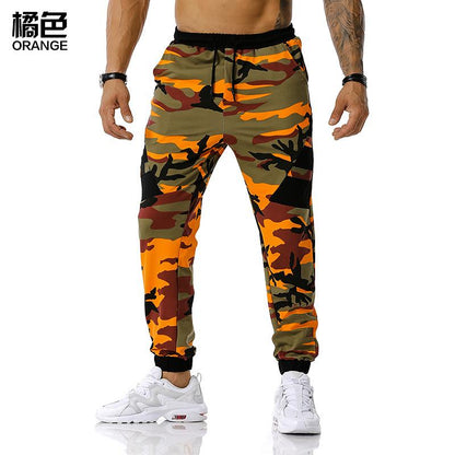 Men's Split Joint Camouflage Out Door Sports Workout Football Training Jogger Pants