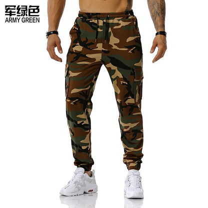 Men's Split Joint Camouflage Out Door Sports Football Training Workout Jogger Pants