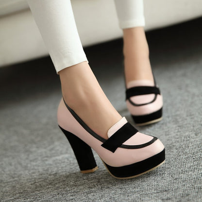 Women Chunky Heel Pumps Platform Shoes High Heels  9773