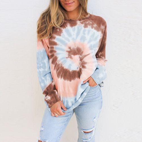 Womens Gradient Long Sleeve Tie Dyed T Shirt Top Round Neck Sweater