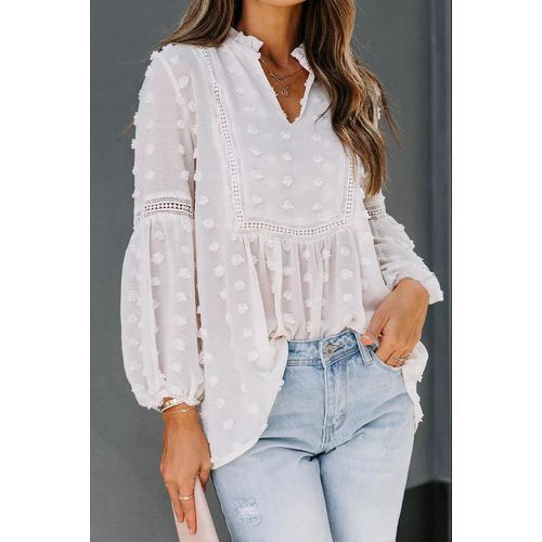 Womens Lotus Leaf Chiffon Long-sleeved Shirt Blouse