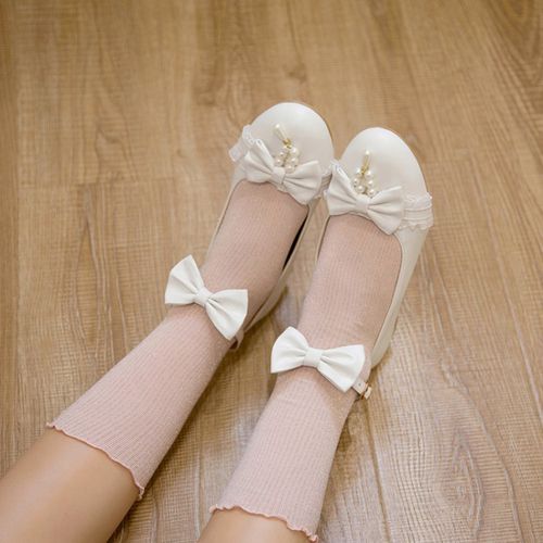 Women Bow Tie Low Heels Mary Jane