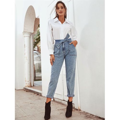 Snowflake High Waist Inelastic Denim Pant Women Jeans