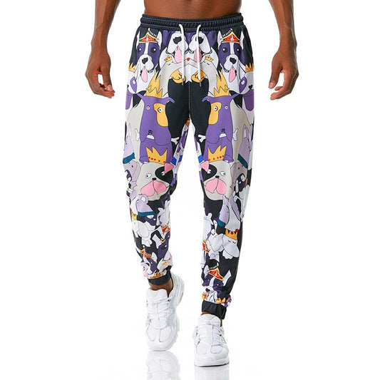 Men's 3D Cartoon Doggy Graffiti Printing Casual Sports Jogger Pants