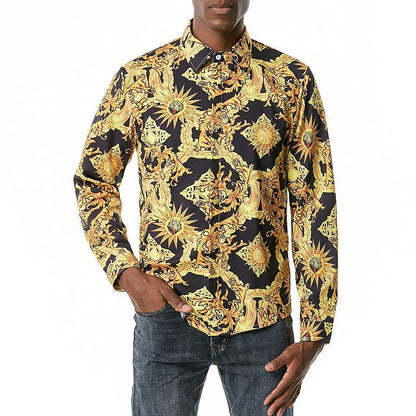 Men's 3D Button Royal Style Printing Long Sleeves Casual Shirts