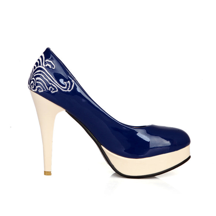 Women Printed High Heel Platform Pumps