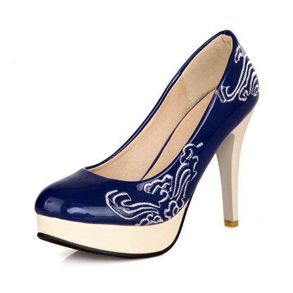 Women Printed High Heel Platform Pumps