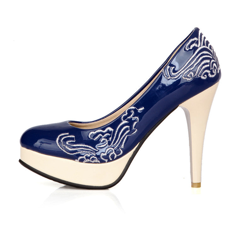 Women Printed High Heel Platform Pumps