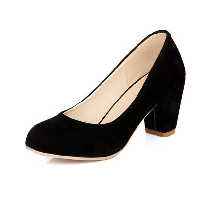 Women Velvet Block Heels Pumps